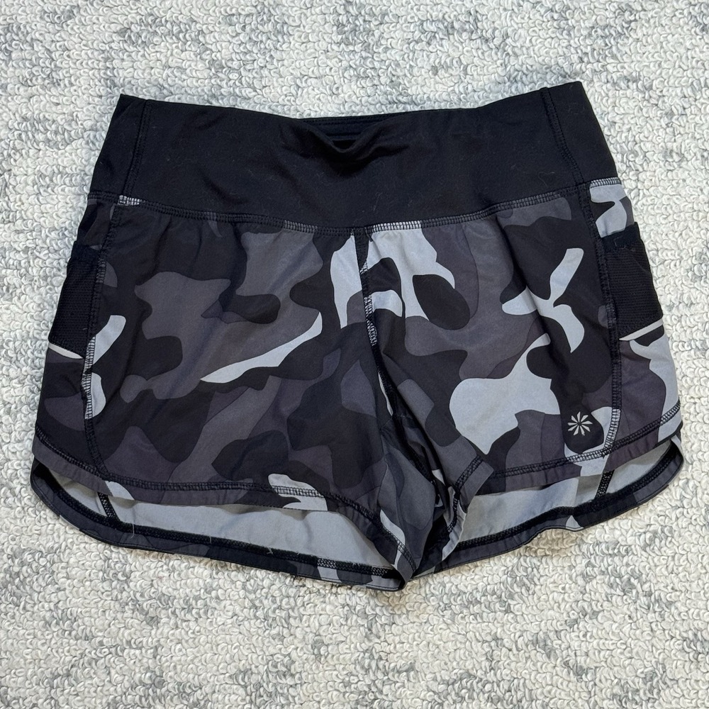 Athleta Women's Running Free Short 4" in‎ Black Multi Camo Size XS Activewear